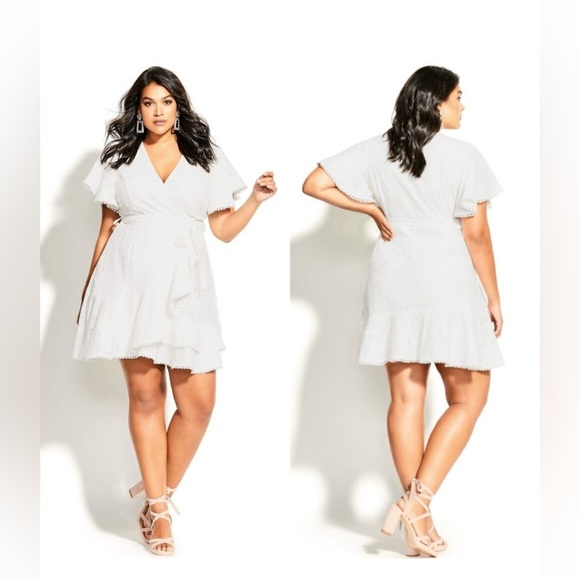 City Chic sweet love ivory Lace faux Wrap Dress size XL 22W NWT - Picture 2 of 8